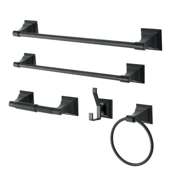 Kingston Brass Monarch 5-Piece Bathroom Accessory Set, Black BAHK61212478K - main